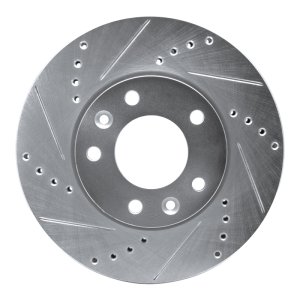 Kia Sedona Brake Rotor (1) - Front Left - R1 Concepts - Drilled & Slotted - Silver - `03-`05